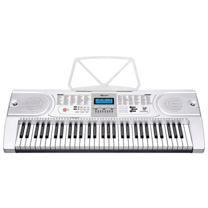 Karrera 61 Keys Electronic Keyboard Teaching Piano with Electric Stand in Silver CHJ-61