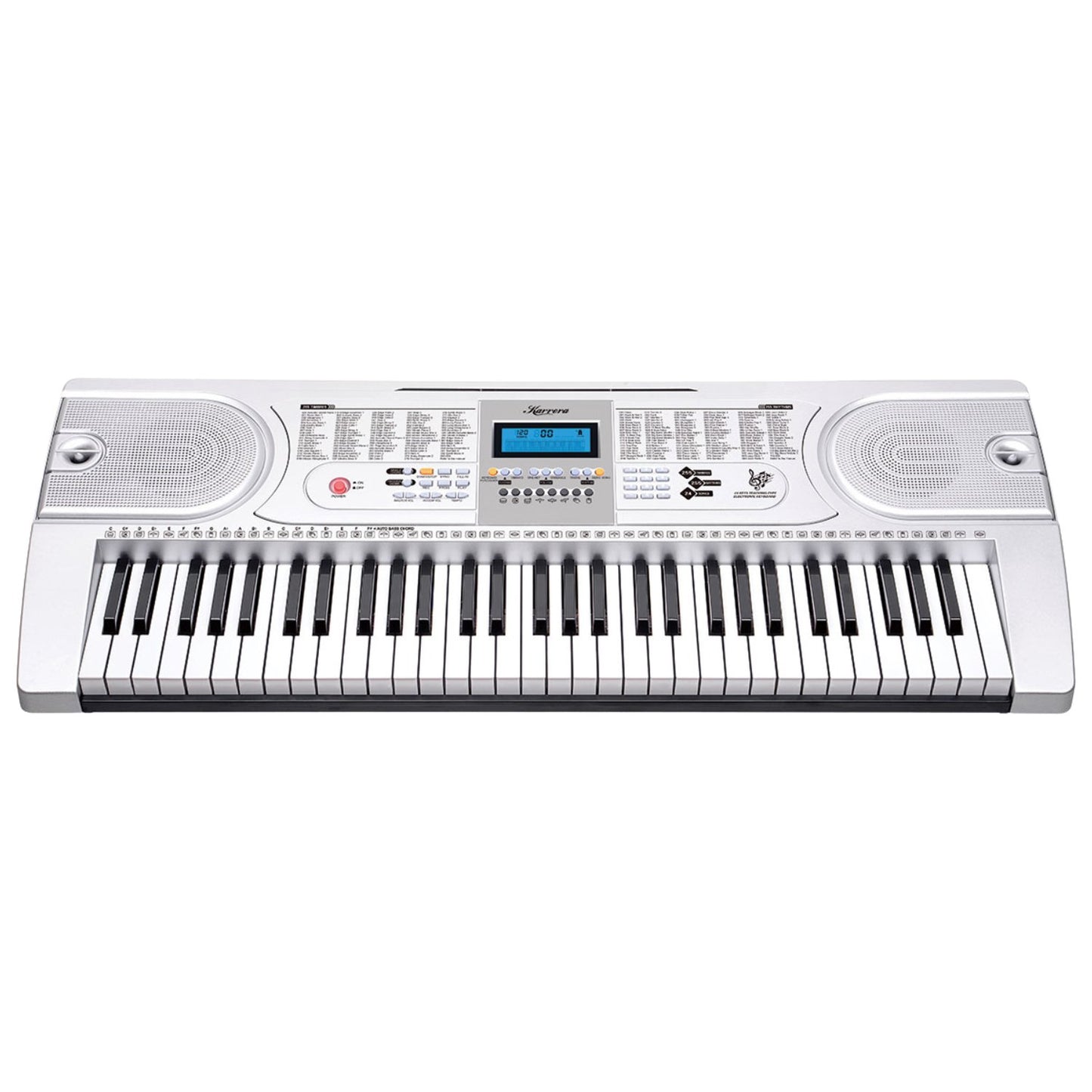 Karrera 61 Keys Electronic LED Keyboard Piano with Stand - Silver
