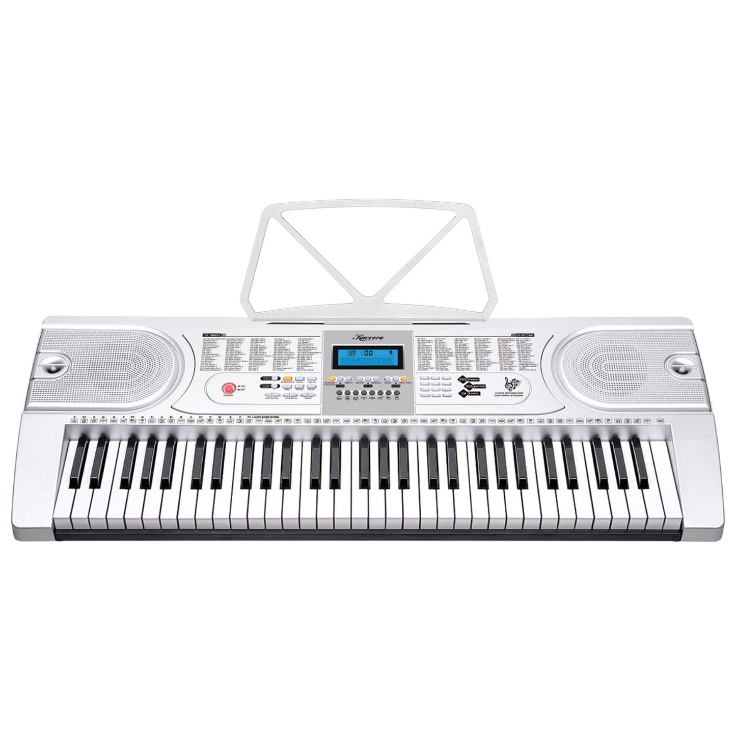 Karrera 61 Keys Electronic LED Keyboard Piano with Stand - Silver