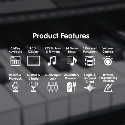 Karrera 61 Keys Electronic LED Keyboard Piano with Stand - Silver