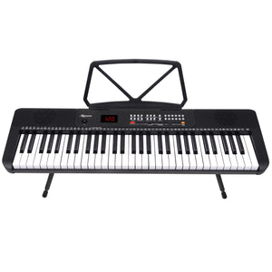 Karrera 61-Key Electronic Piano Keyboard with LED and Folding Stand in Black CHJ-SD1