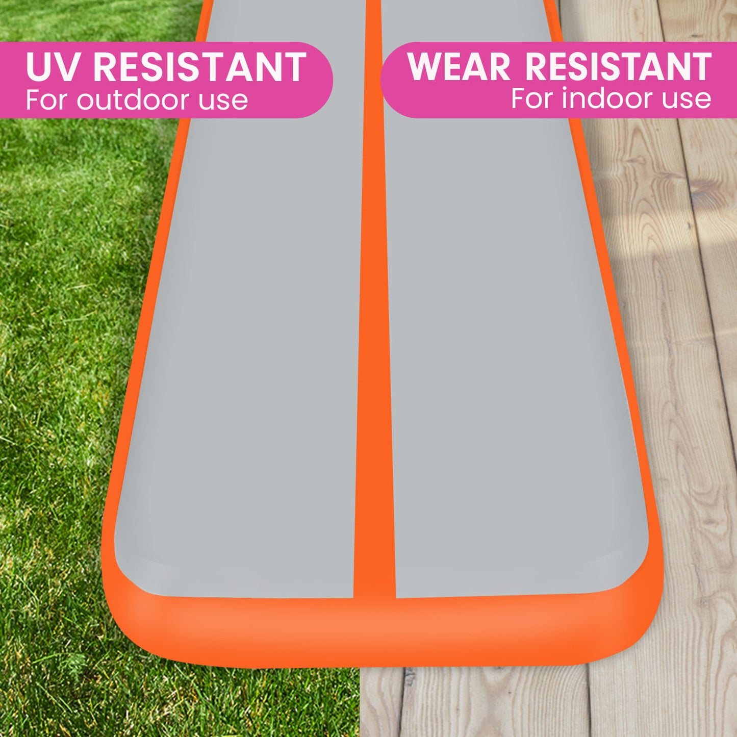 Powertrain Airtrack 20cm Thick 3m x 1m Inflatable Gymnastics Tumbling Mat Air Track - Orange