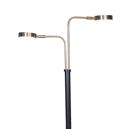 Sarantino LED Metal Floor Lamp with 2 Lights Gold and Black Finish