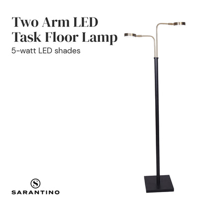 Sarantino LED Metal Floor Lamp with 2 Lights Gold and Black Finish