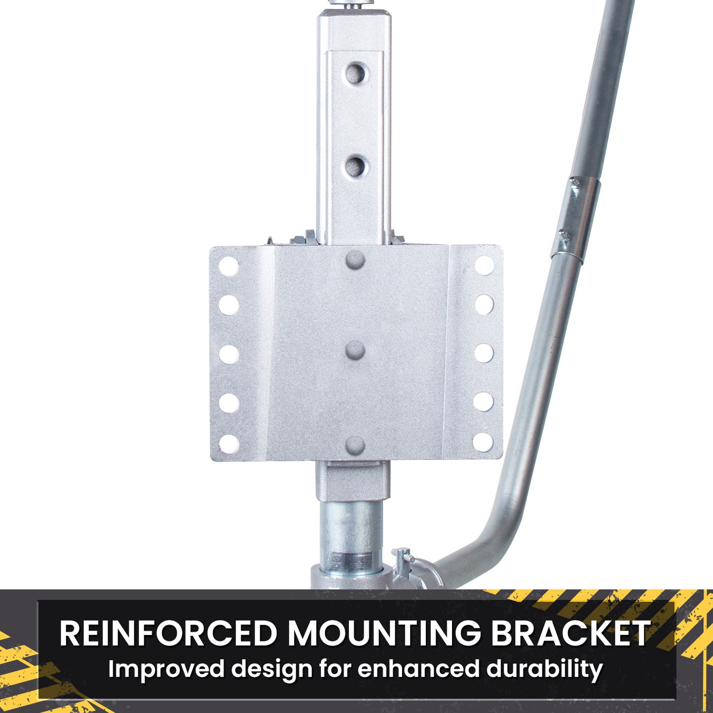 Reinforced mounting bracket with text on a white background