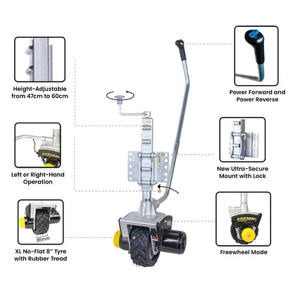 Detailed view of a height-adjustable steering system with various features highlighted.