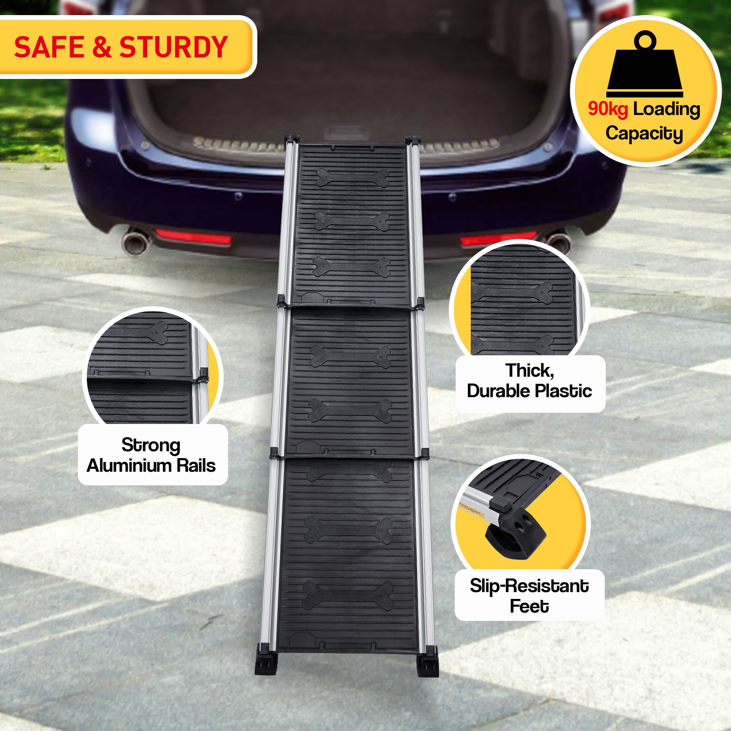 Furtastic Heavy - Duty Aluminium Telescopic Dog Pet Ramp - Factory Direct Shop