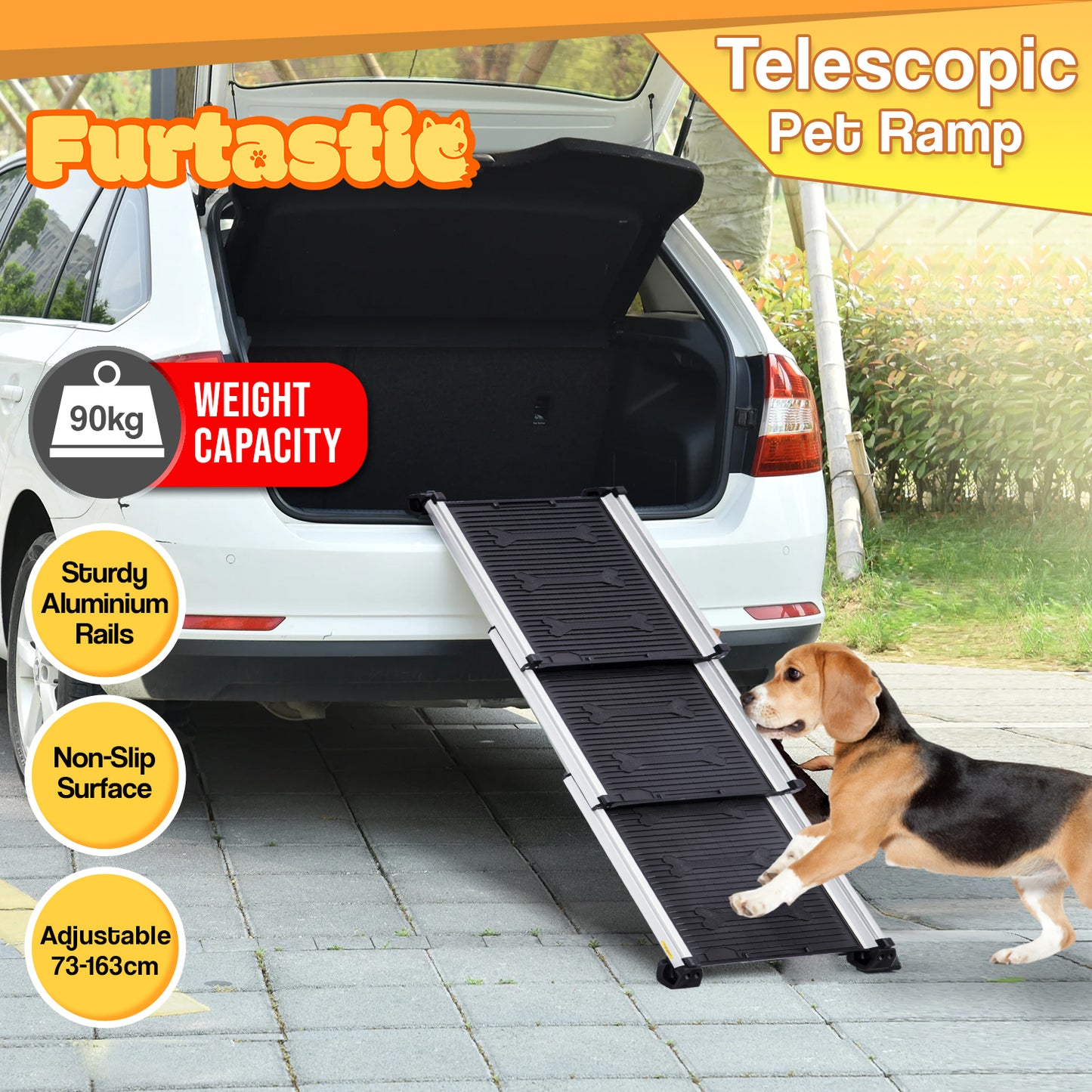 Furtastic Heavy - Duty Aluminium Telescopic Dog Pet Ramp - Factory Direct Shop