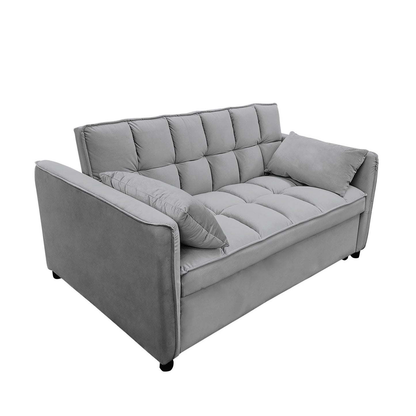 Sarantino Quincy 2-Seater Velvet Sofa Bed in Dark Grey
