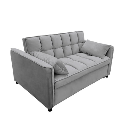 Sarantino Quincy 2-Seater Velvet Sofa Bed in Dark Grey