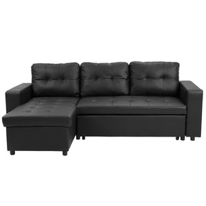 Black sectional sofa on a white background