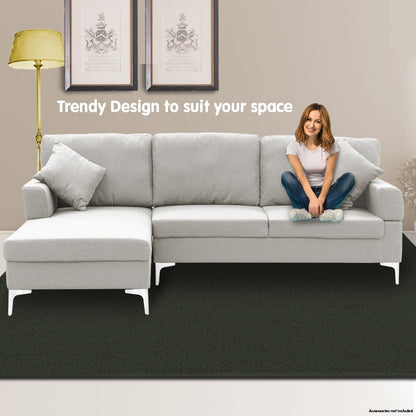 Sarantino Linen Corner Sofa Lounge L-shape Light Grey