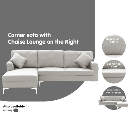 Sarantino Linen Corner Sofa Lounge L-shape Light Grey