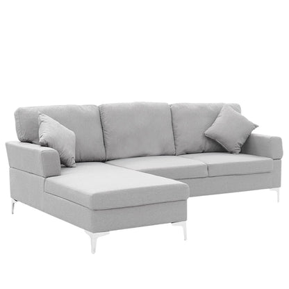 Sarantino Linen Corner Sofa Lounge L-shape Light Grey