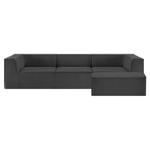 Black sectional sofa on a white background
