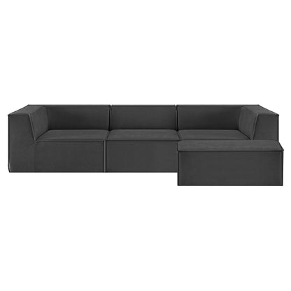 Black sectional sofa on a white background