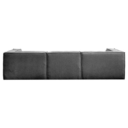 Sarantino Novi 3-Seater Modular Sofa with Ottoman in Black Non-Slip Bottom Lounge