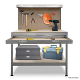 Kartrite 2-layered Work Bench Garage Storage Table Tool Shop Shelf Silver