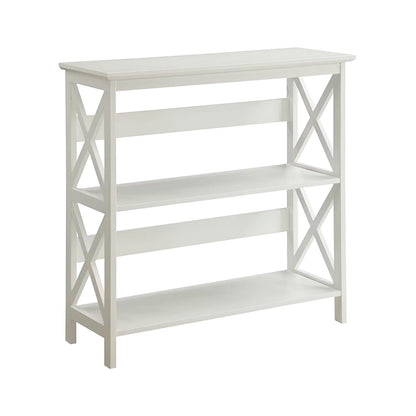 White bookshelf with X-shaped design on a white background