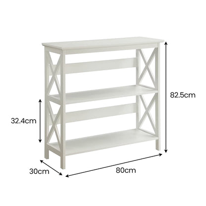 Sarantino Lucas 3-Tier Bookshelf Display Rack in White