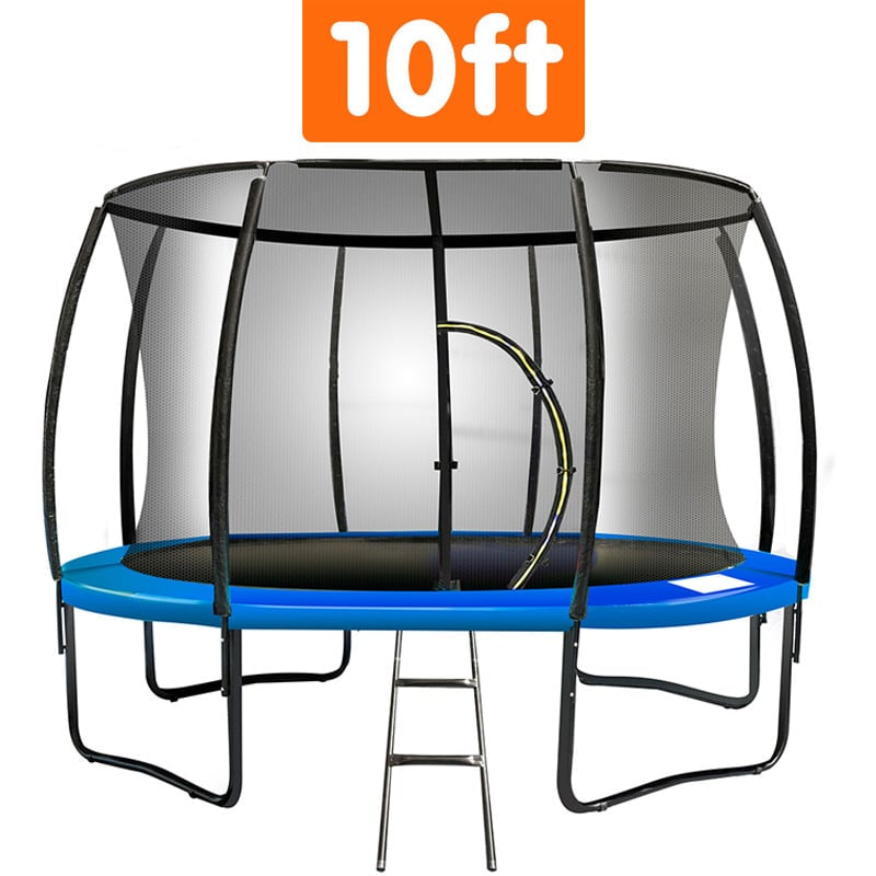10ft trampoline with safety net and ladder on a white background