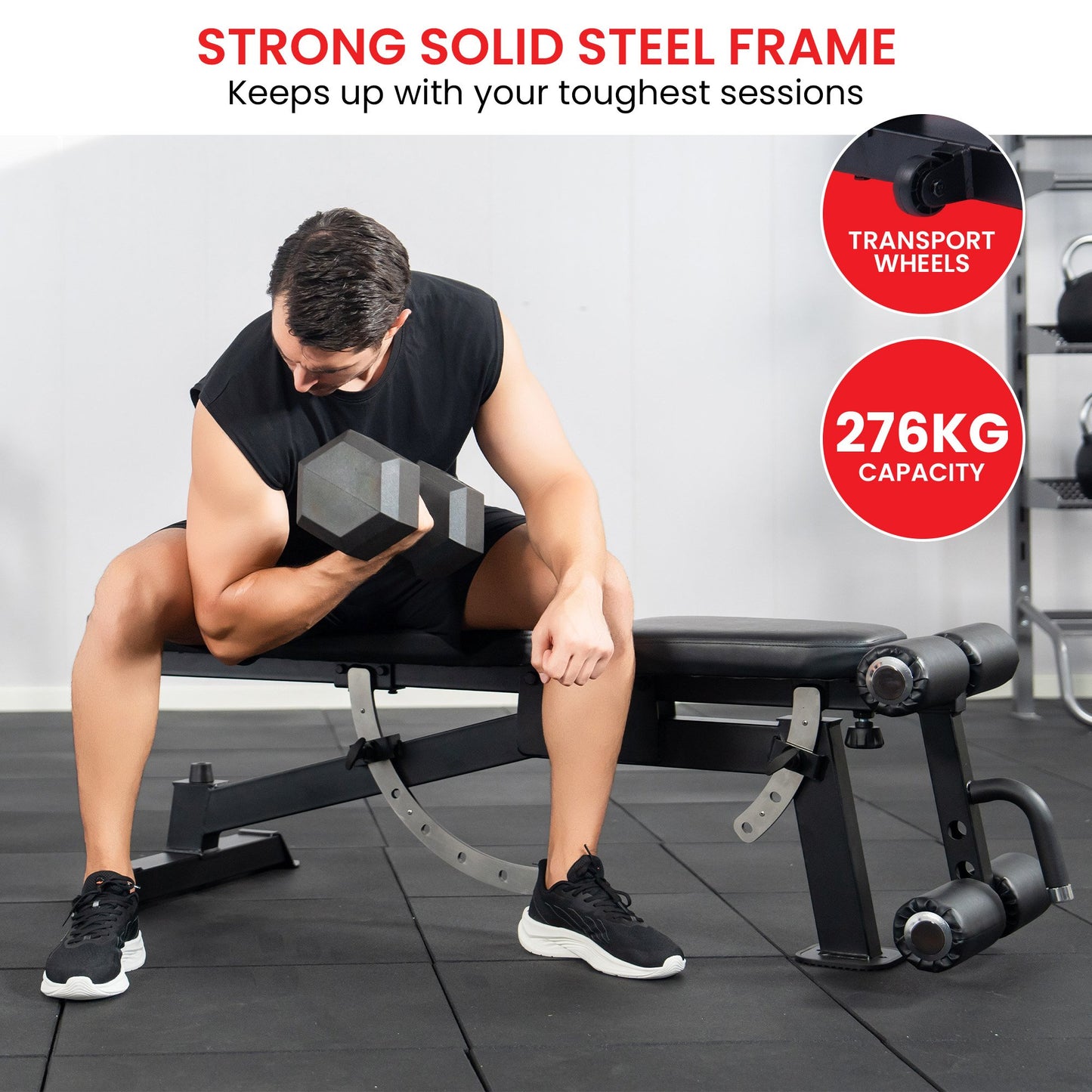 Powertrain Weight Bench with Transport Wheels-267kg