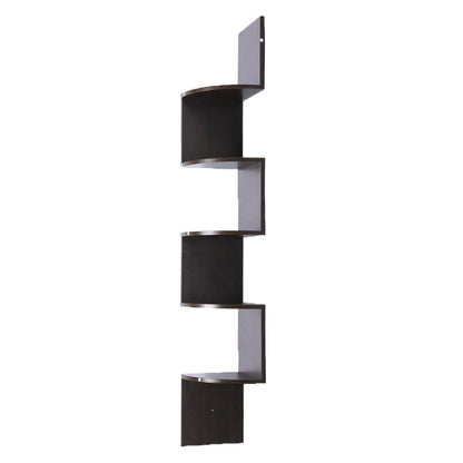 Sarantino 5 Tier Corner Wall Shelf Floating Mounted - Dark Brown