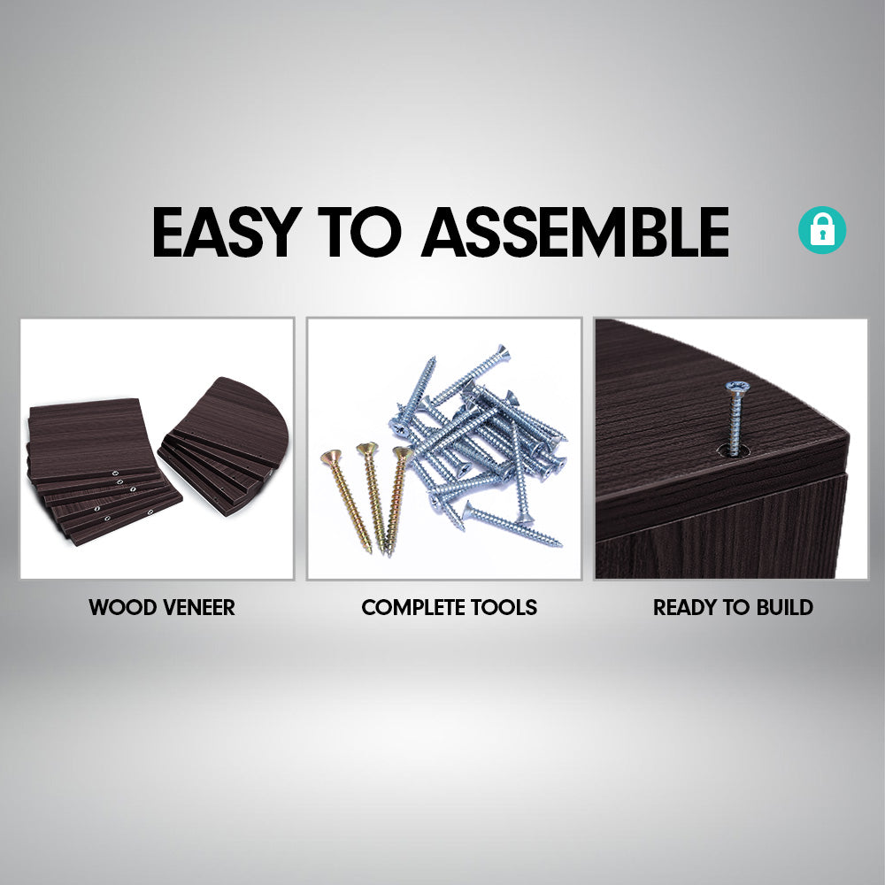 Sarantino 5 Tier Corner Wall Shelf Floating Mounted - Dark Brown