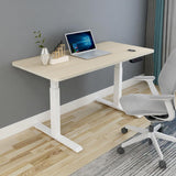 140cm Standing Desk Height Adjustable Sit Stand Motorised Grey Dual Motors Frame White Top