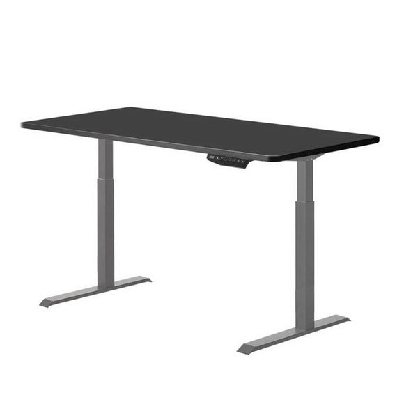 Standing Desk Height Adjustable Sit Stand Motorised Grey Dual Motors Frame 140cm Maple Top