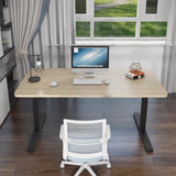 140cm Standing Desk Height Adjustable Sit Stand Motorised White Dual Motors Frame Maple Top
