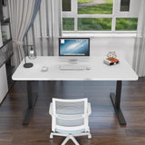 140cm Standing Desk Height Adjustable Sit Stand Motorised White Dual Motors Frame White Top