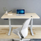 140cm Standing Desk Height Adjustable Sit Stand Motorised White Dual Motors Frame White Top