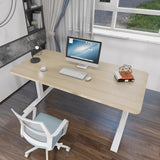 160cm Standing Desk Height Adjustable Sit Stand Motorised White Dual Motors Frame Maple Top