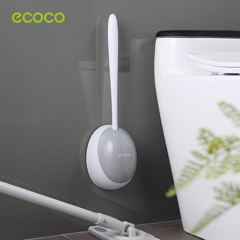 Ecoco Silicone Water Drop Toilet Brush Holder Set Wall - Mounted Cleaning Brush Tool Grey - Factory Direct Shop