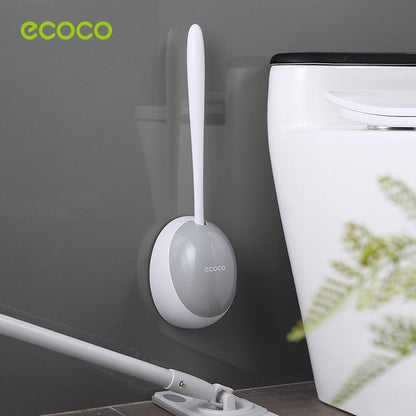 Ecoco Silicone Water Drop Toilet Brush Holder Set Wall - Mounted Cleaning Brush Tool Grey - Factory Direct Shop