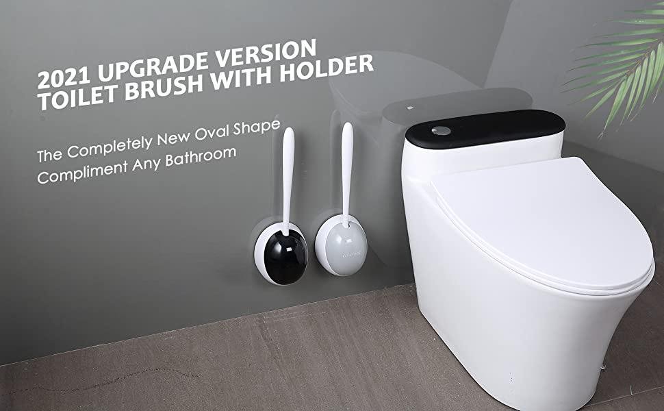 Ecoco Silicone Water Drop Toilet Brush Holder Set Wall - Mounted Cleaning Brush Tool Grey - Factory Direct Shop