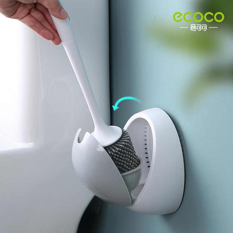 Ecoco Silicone Water Drop Toilet Brush Holder Set Wall - Mounted Cleaning Brush Tool Grey - Factory Direct Shop