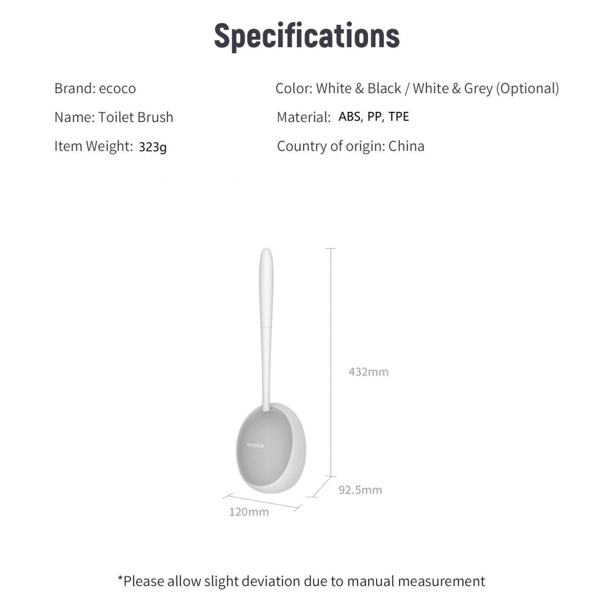 Ecoco Silicone Water Drop Toilet Brush Holder Set Wall - Mounted Cleaning Brush Tool Grey - Factory Direct Shop