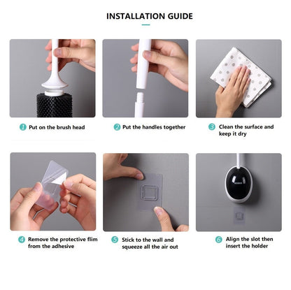 Ecoco Silicone Water Drop Toilet Brush Holder Set Wall - Mounted Cleaning Brush Tool Grey - Factory Direct Shop