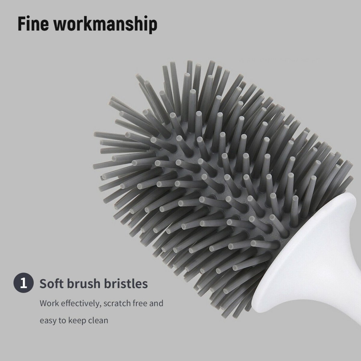Ecoco Silicone Water Drop Toilet Brush Holder Set Wall - Mounted Cleaning Brush Tool Grey - Factory Direct Shop
