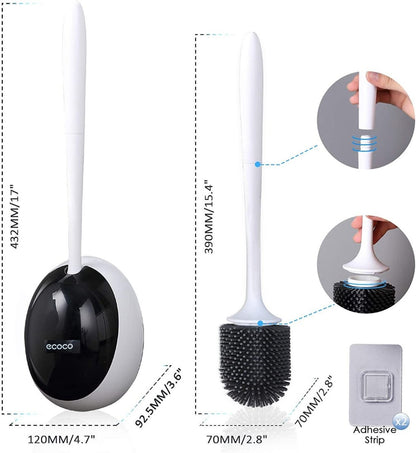 Ecoco Silicone Water Drop Toilet Brush Holder Set Wall - Mounted Cleaning Brush Tool Grey - Factory Direct Shop