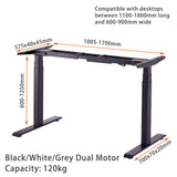 Standing Desk Height Adjustable Sit Stand Motorised Dual Motors Frame Black Only