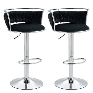 SERENITà Silver Swivel Upholstered Velvet Adjustable Height Counter Stool with Metal Frame Black (Set of 2)