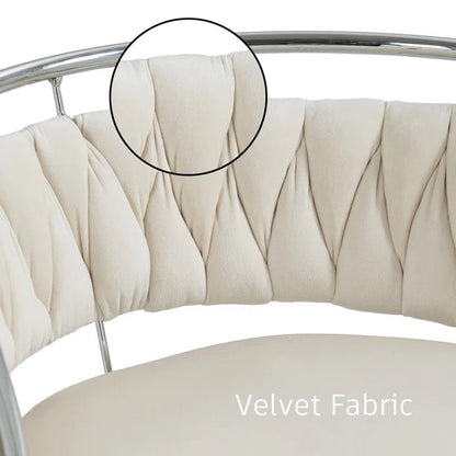 SERENITà Silver Swivel Upholstered Velvet Adjustable Height Counter Stool with Metal Frame White (Set of 2)