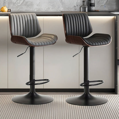SERENITà European Wooden Modern Bar Stools Bistro Stool with Rotating and Aerodynamic Multi-levelled(Black)