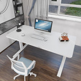 140cm Standing Desk Height Adjustable Sit Stand Motorised Black Single Motor Frame White Top