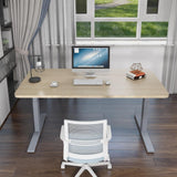 140cm Standing Desk Height Adjustable Sit Stand Motorised Grey Single Motor Frame Maple Top
