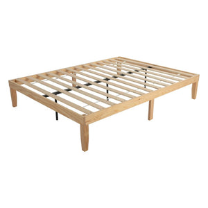 Wooden bed frame on a white background