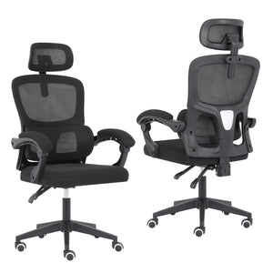 Ergonomic Reclining Office Chair - Lumbar Support, Adjustable Headrest VELTRA - BLACK